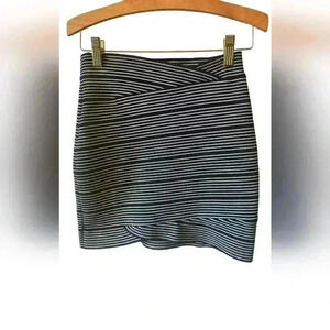 BCBG MAXAZRIA Black Stripe Knit Bandage Bodycon Mini Skirt S